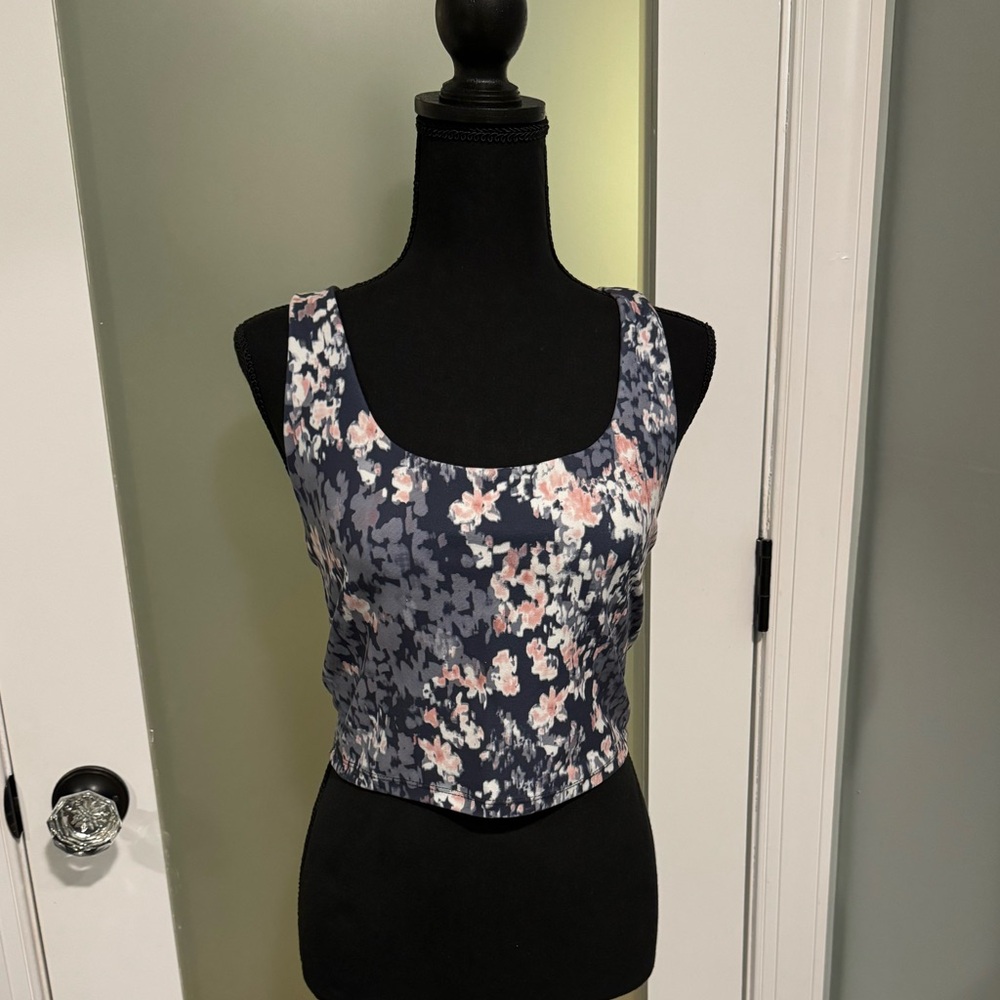 RBX Floral Tank Top - grey and coral